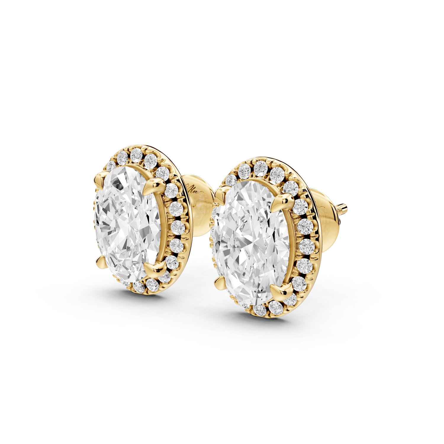 Solis - 4ct 14k yellow gold Oval - Cut Diamond Stud Earrings - Mr. Alex Jewelry