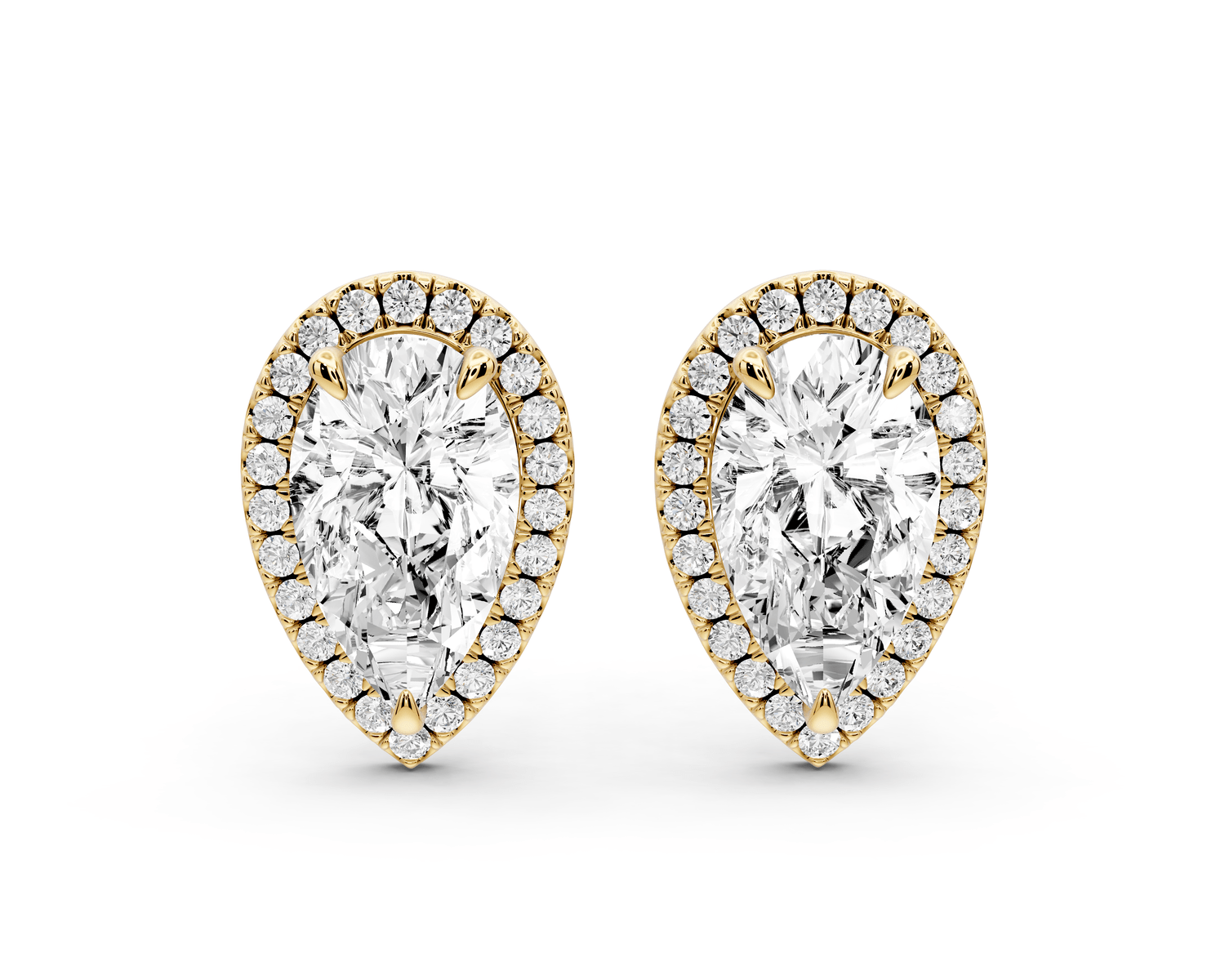 Solis - 4ct 14k yellow gold Pear - Cut Diamond Stud Earrings - Mr. Alex Jewelry