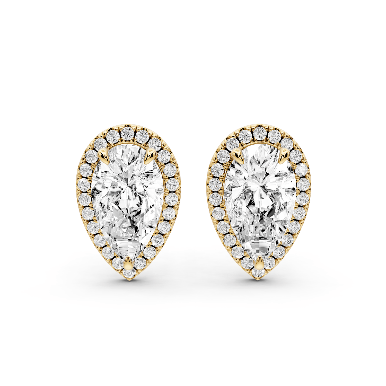 Solis - 4ct 14k yellow gold Pear - Cut Diamond Stud Earrings - Mr. Alex Jewelry