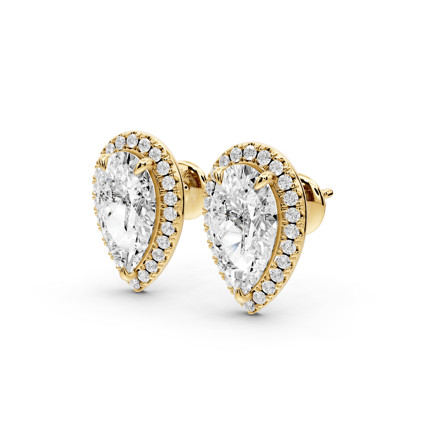 Solis - 4ct 14k yellow gold Pear - Cut Diamond Stud Earrings - Mr. Alex Jewelry