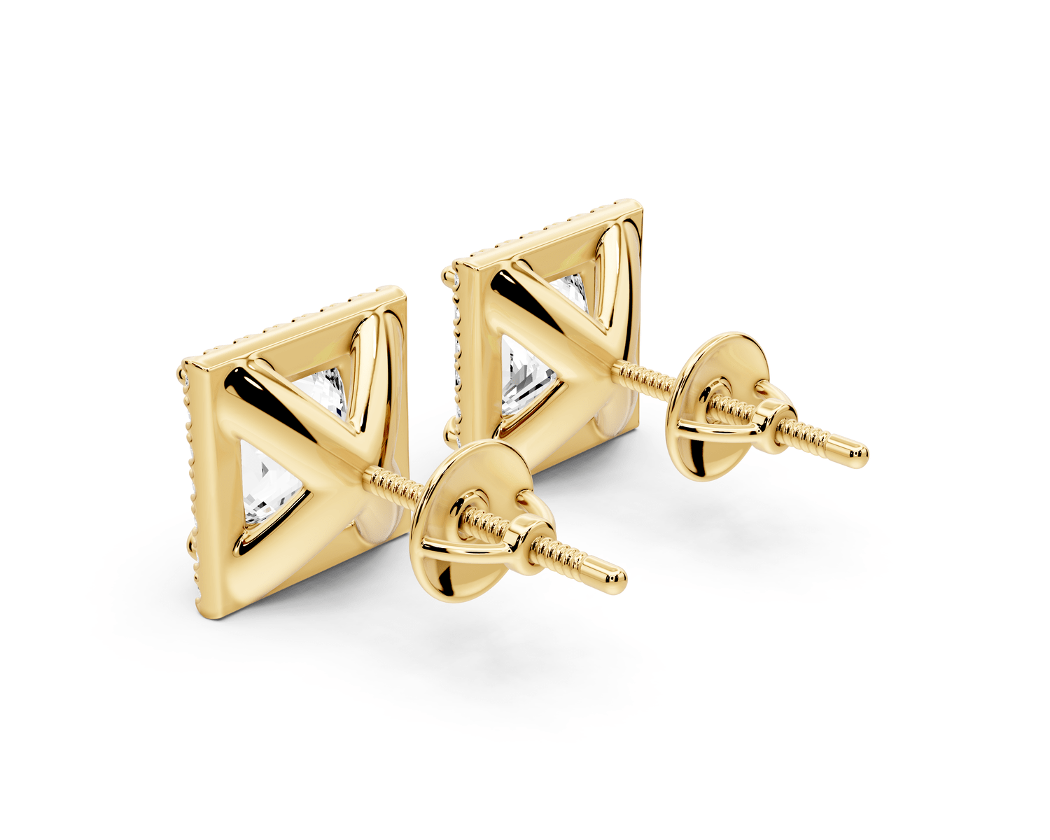 Solis - 4ct 14k yellow gold Princess - Cut Diamond Stud Earrings - Mr. Alex Jewelry
