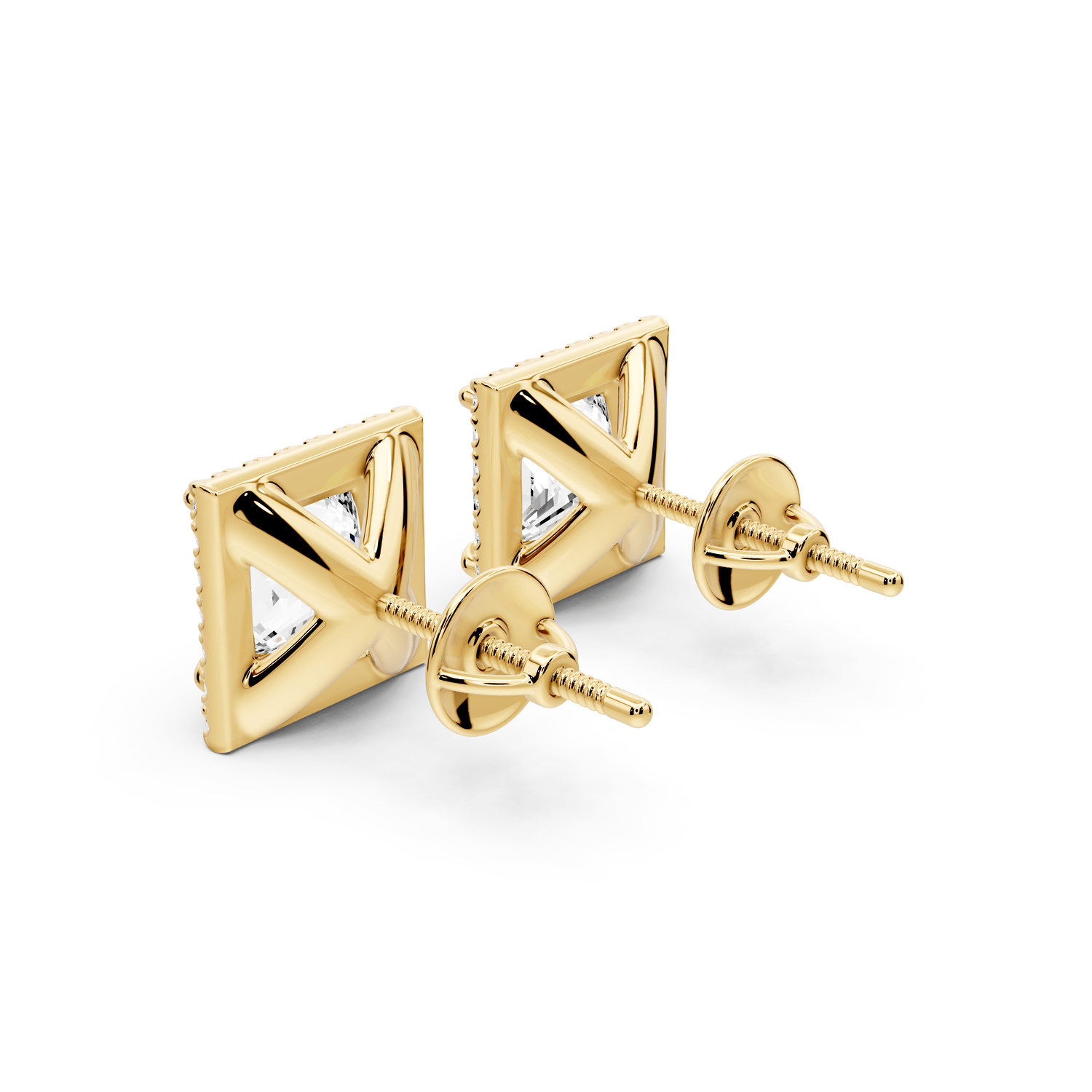 Solis - 4ct 14k yellow gold Princess - Cut Diamond Stud Earrings - Mr. Alex Jewelry