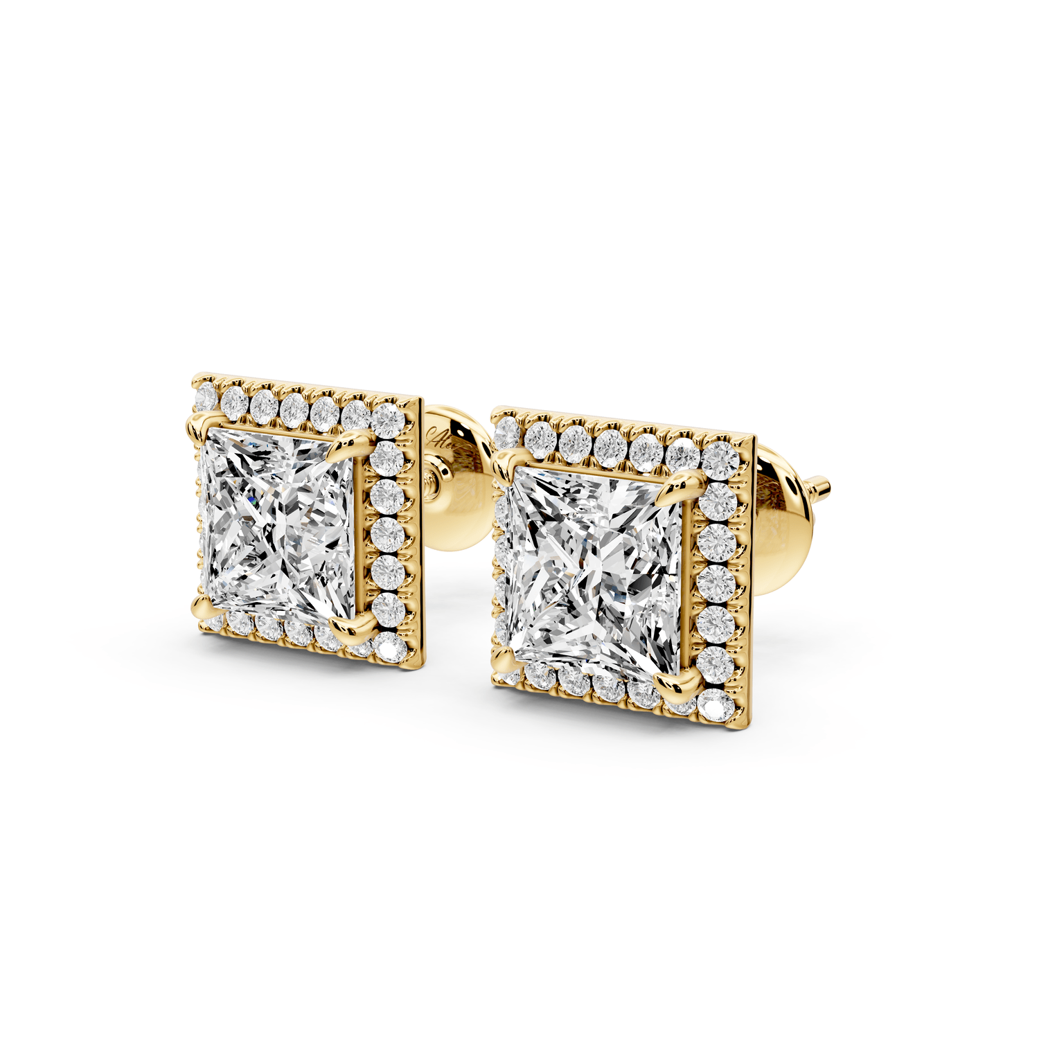 Solis - 4ct 14k yellow gold Princess - Cut Diamond Stud Earrings - Mr. Alex Jewelry