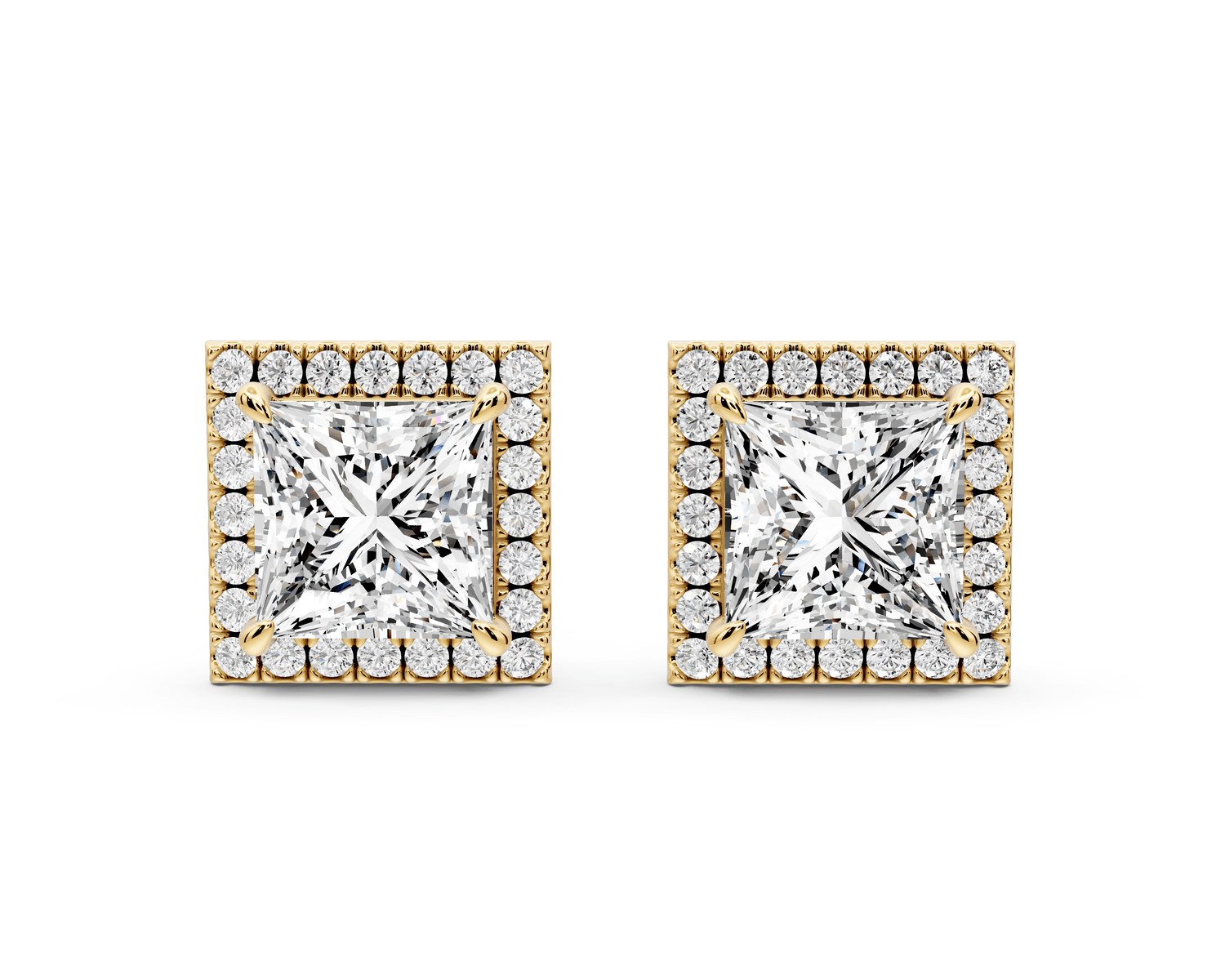 Solis - 4ct 14k yellow gold Princess - Cut Diamond Stud Earrings - Mr. Alex Jewelry