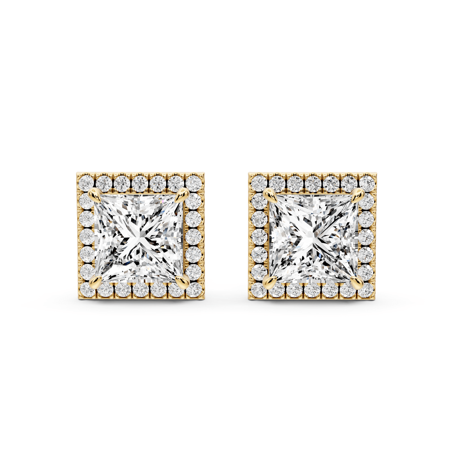Solis - 4ct 14k yellow gold Princess - Cut Diamond Stud Earrings - Mr. Alex Jewelry