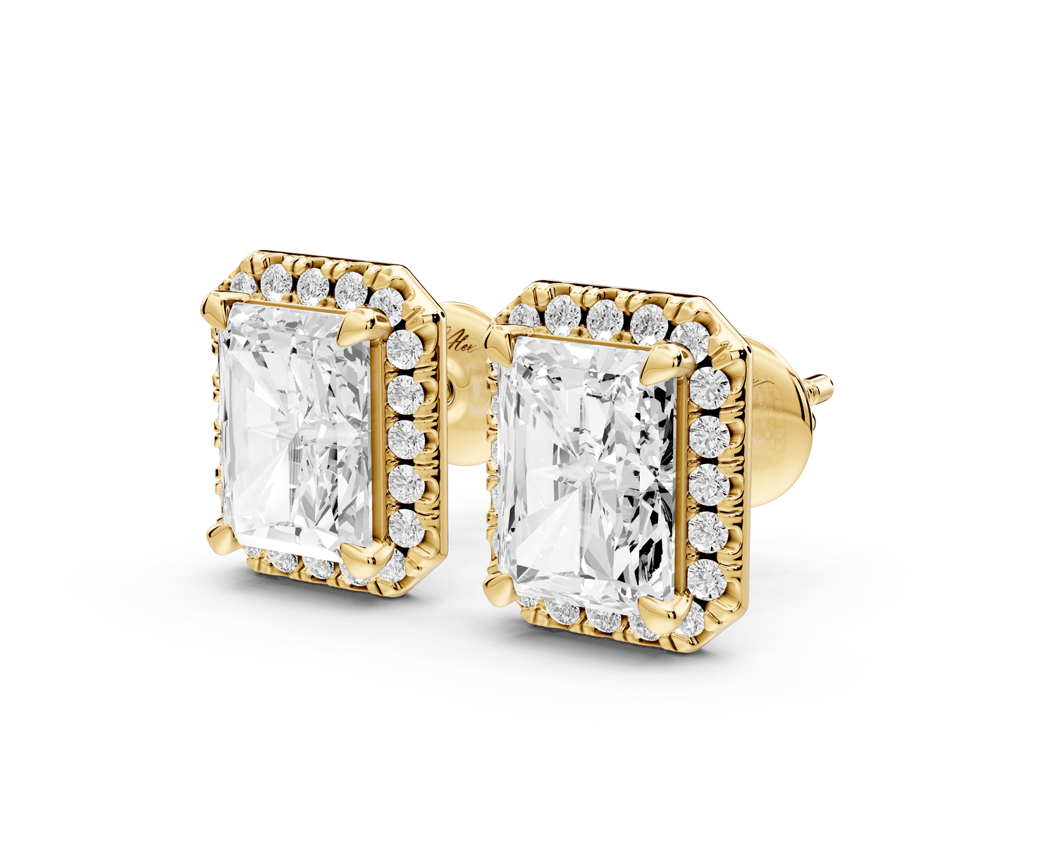 Solis - 4ct 14k yellow gold Radiant - Cut Diamond Stud Earrings - Mr. Alex Jewelry