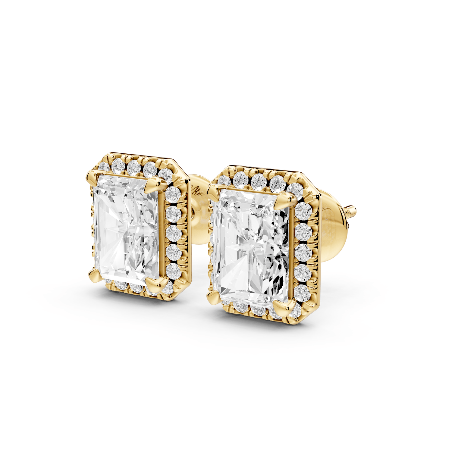 Solis - 4ct 14k yellow gold Radiant - Cut Diamond Stud Earrings - Mr. Alex Jewelry