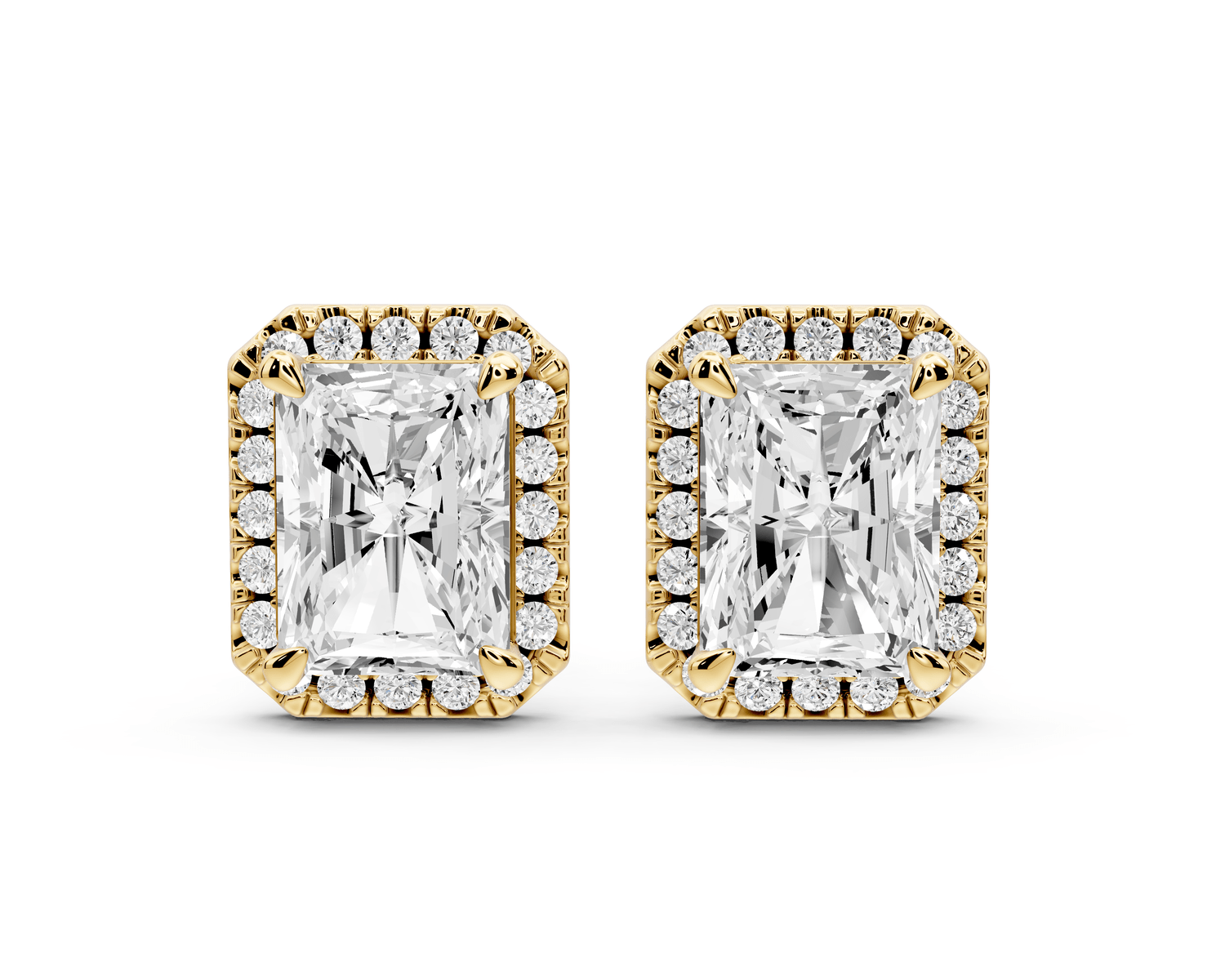 Solis - 4ct 14k yellow gold Radiant - Cut Diamond Stud Earrings - Mr. Alex Jewelry