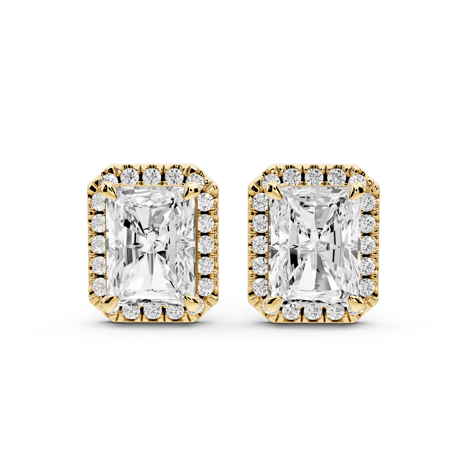 Solis - 4ct 14k yellow gold Radiant - Cut Diamond Stud Earrings - Mr. Alex Jewelry
