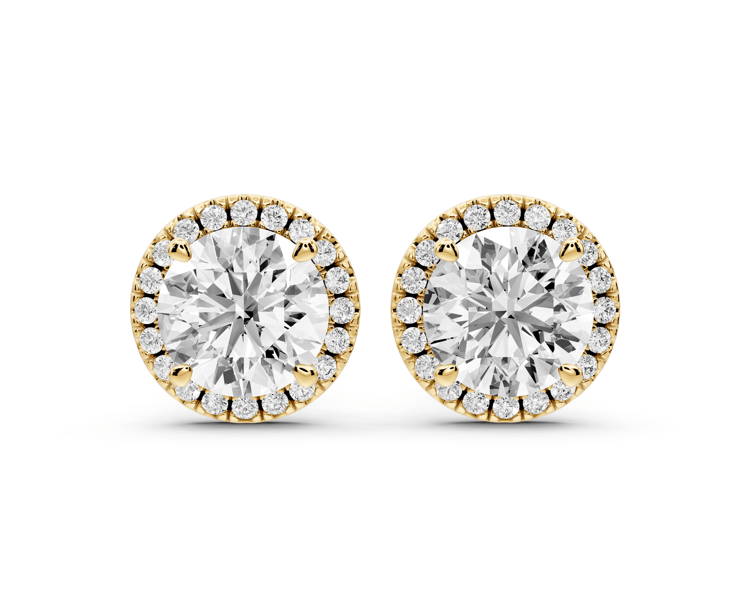 Solis - 4ct 14k yellow gold Round - Cut Diamond Stud Earrings - Mr. Alex Jewelry