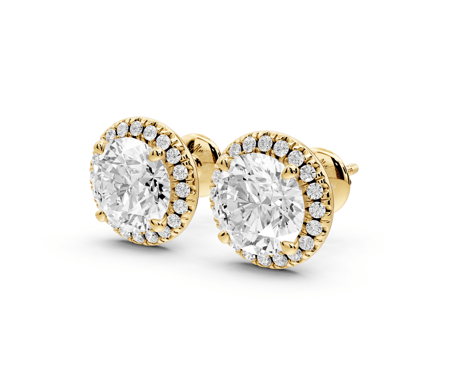 Solis - 4ct 14k yellow gold Round - Cut Diamond Stud Earrings - Mr. Alex Jewelry