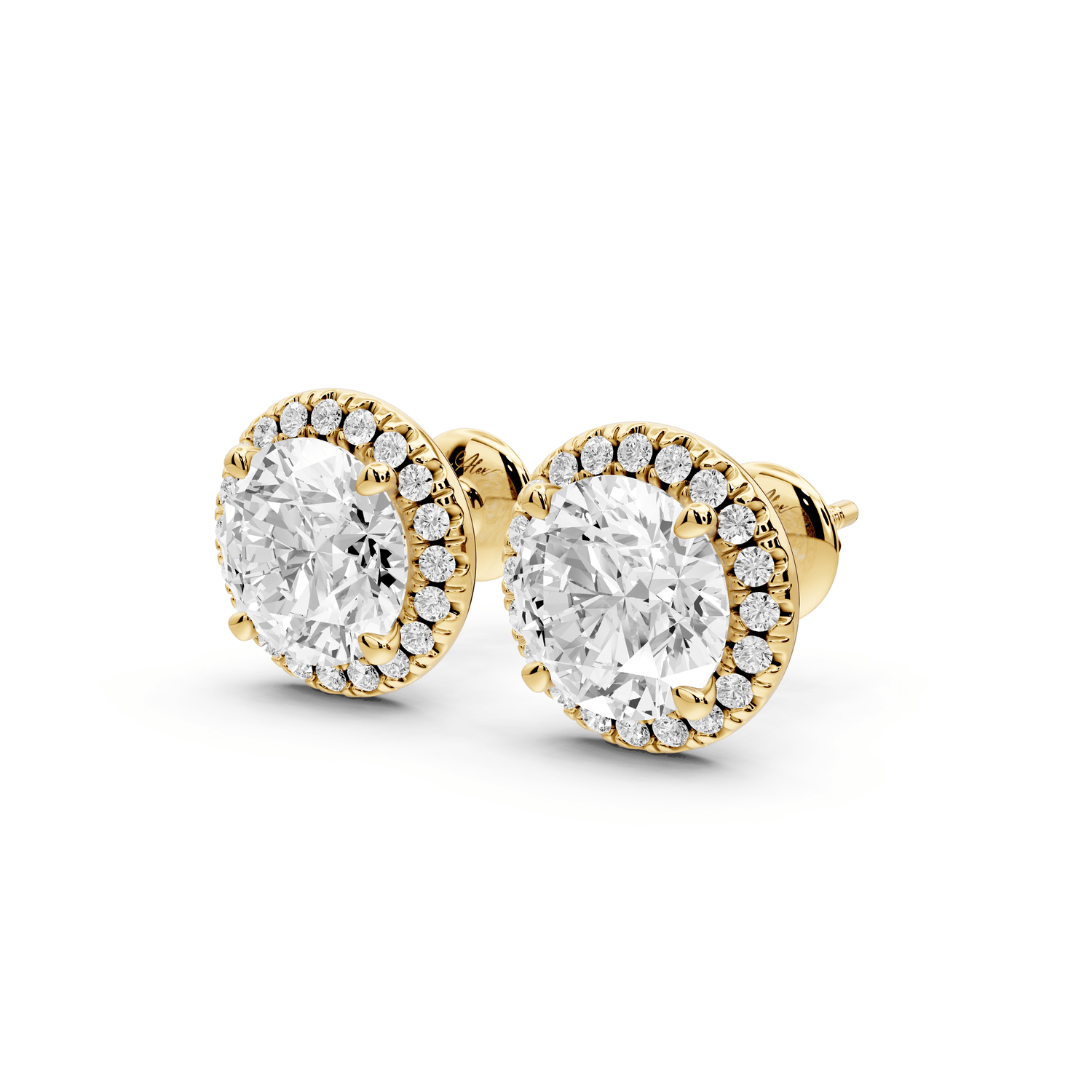 Solis - 4ct 14k yellow gold Round - Cut Diamond Stud Earrings - Mr. Alex Jewelry