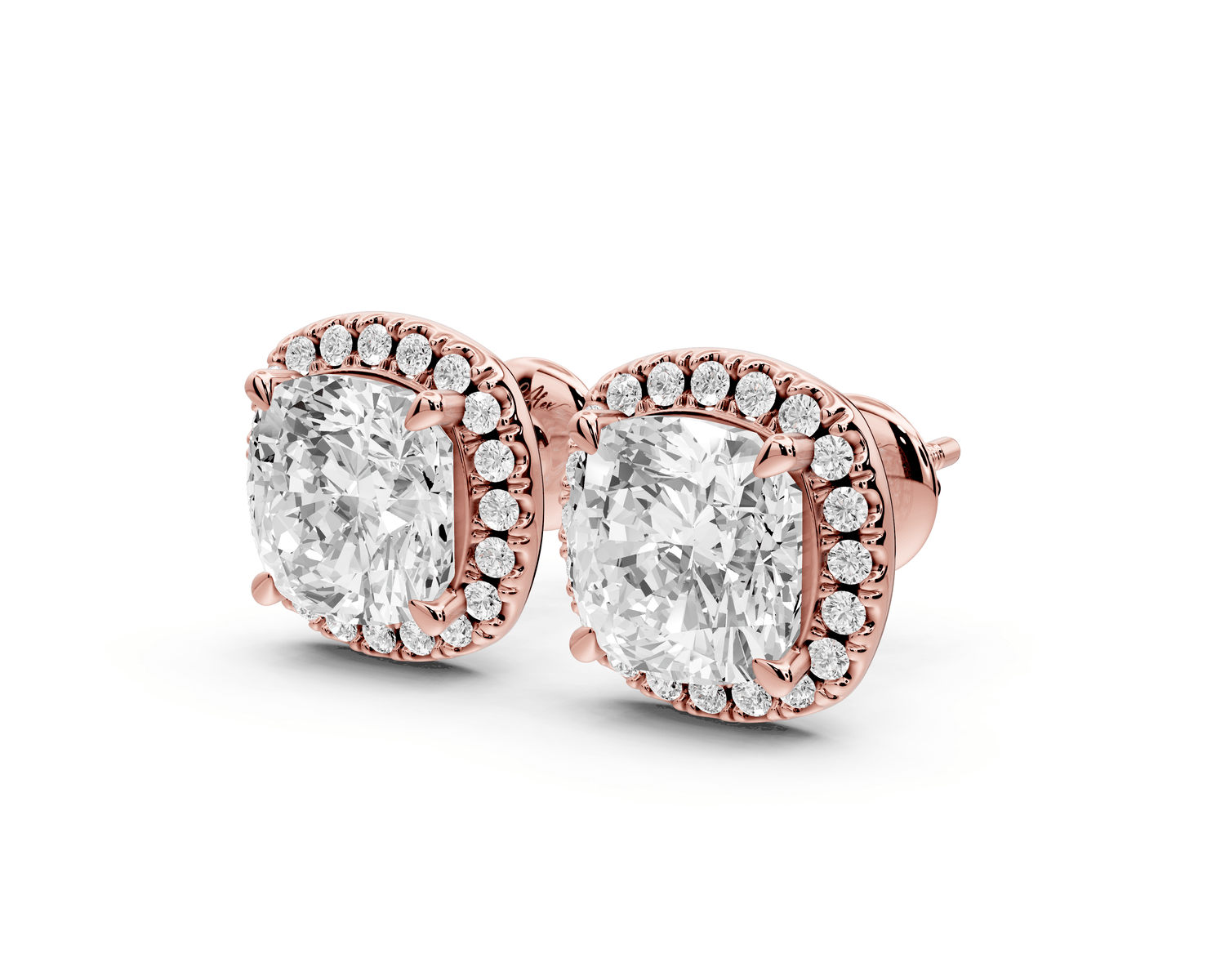 Solis - 5ct 14k rose gold Cushion - Cut Diamond Stud Earrings - Mr. Alex Jewelry