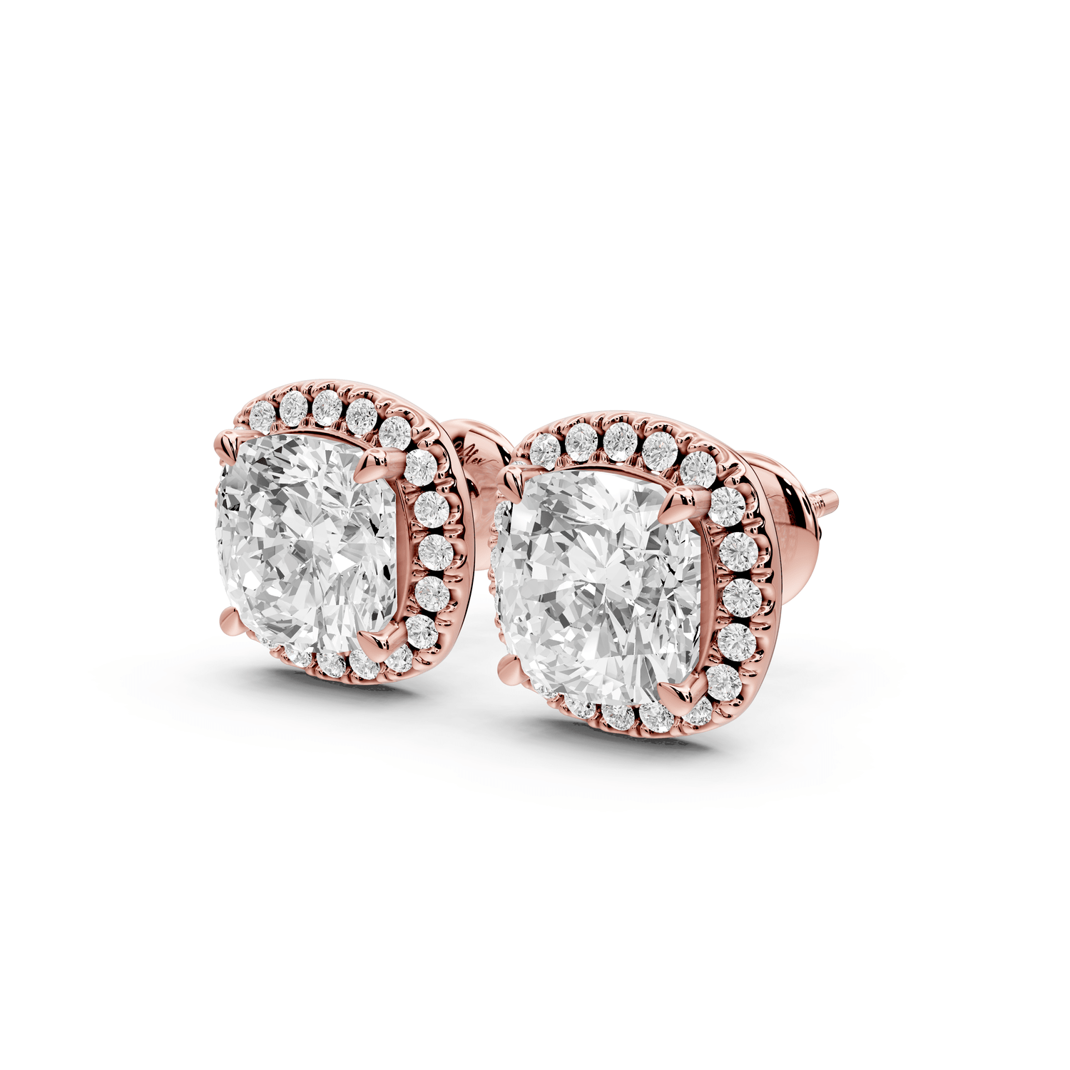 Solis - 5ct 14k rose gold Cushion - Cut Diamond Stud Earrings - Mr. Alex Jewelry