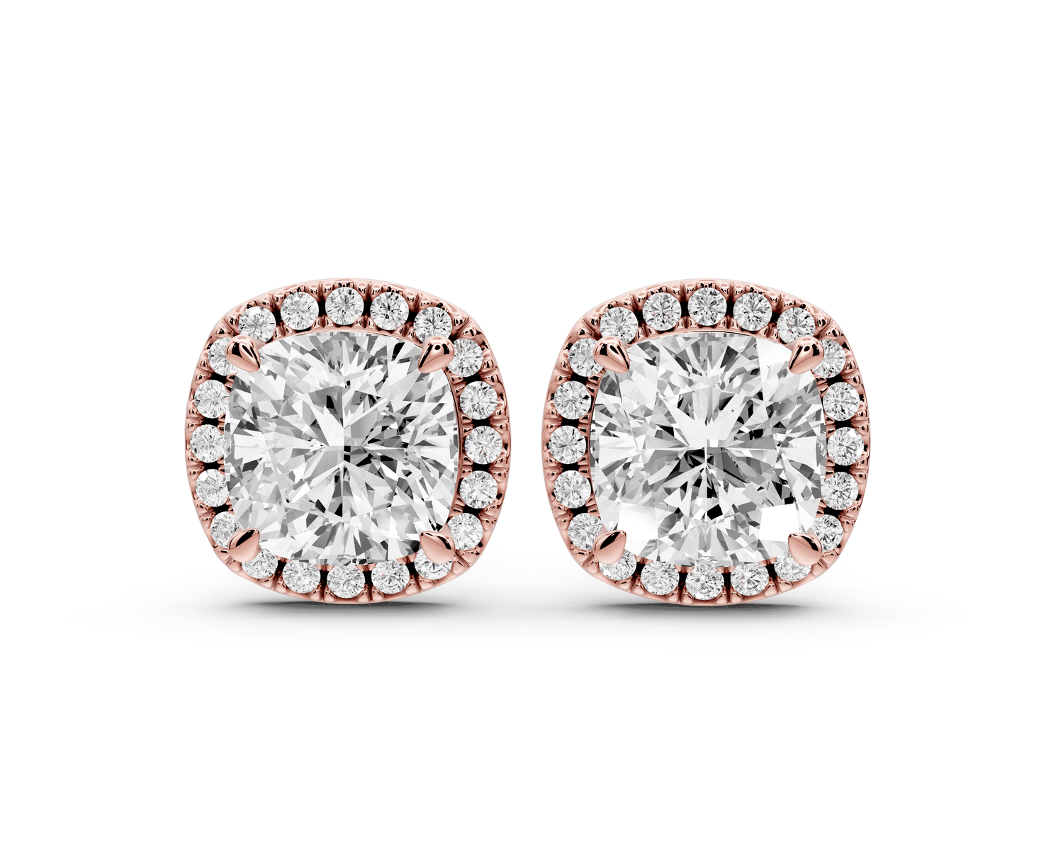 Solis - 5ct 14k rose gold Cushion - Cut Diamond Stud Earrings - Mr. Alex Jewelry