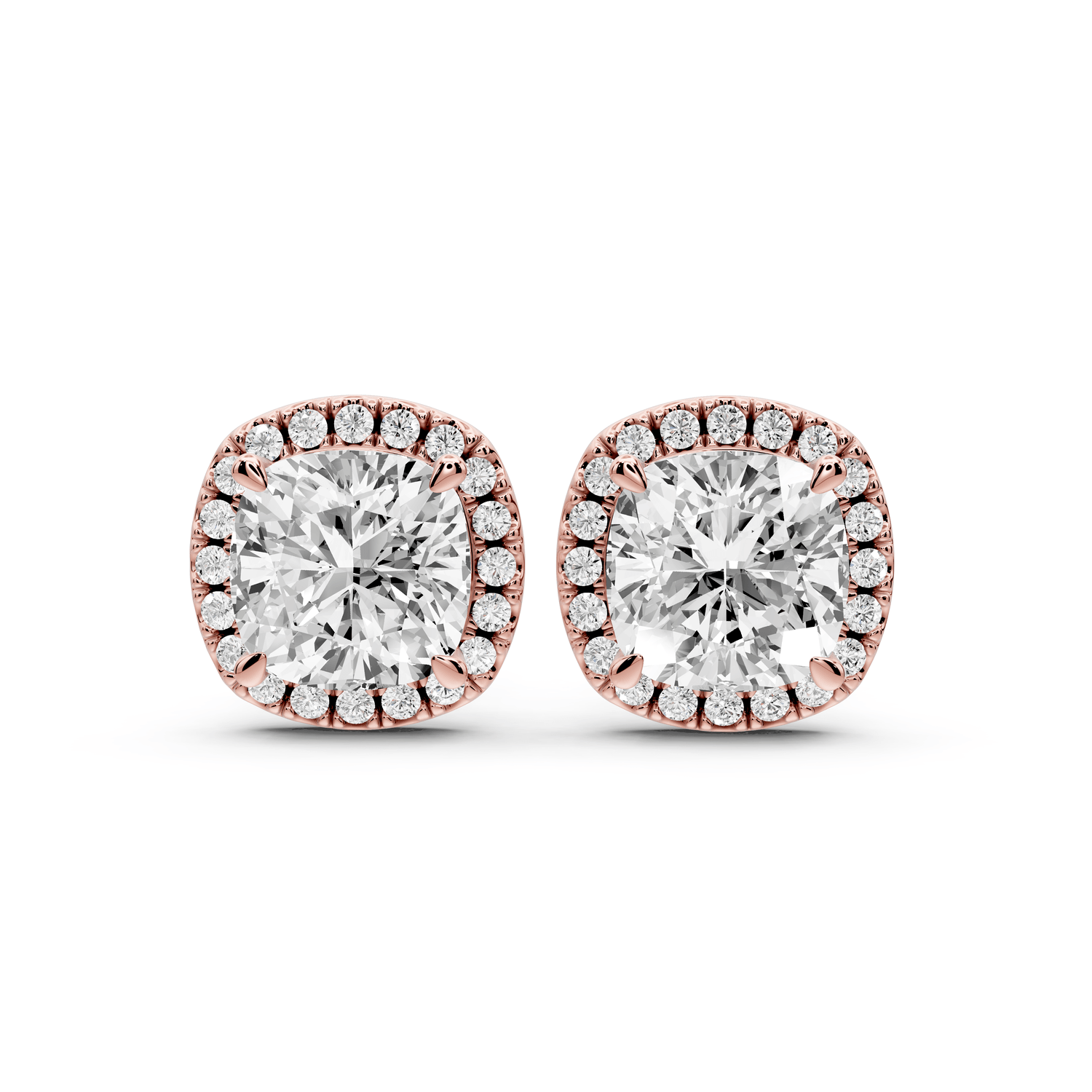 Solis - 5ct 14k rose gold Cushion - Cut Diamond Stud Earrings - Mr. Alex Jewelry