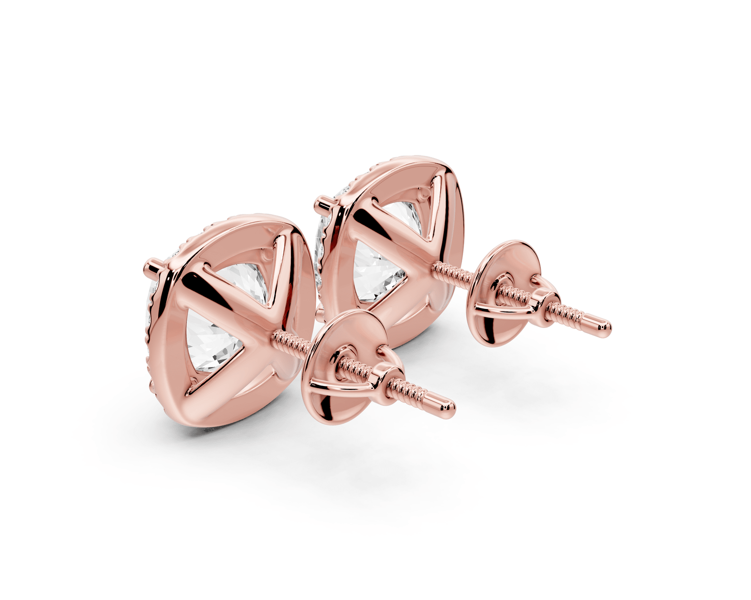 Solis - 5ct 14k rose gold Cushion - Cut Diamond Stud Earrings - Mr. Alex Jewelry