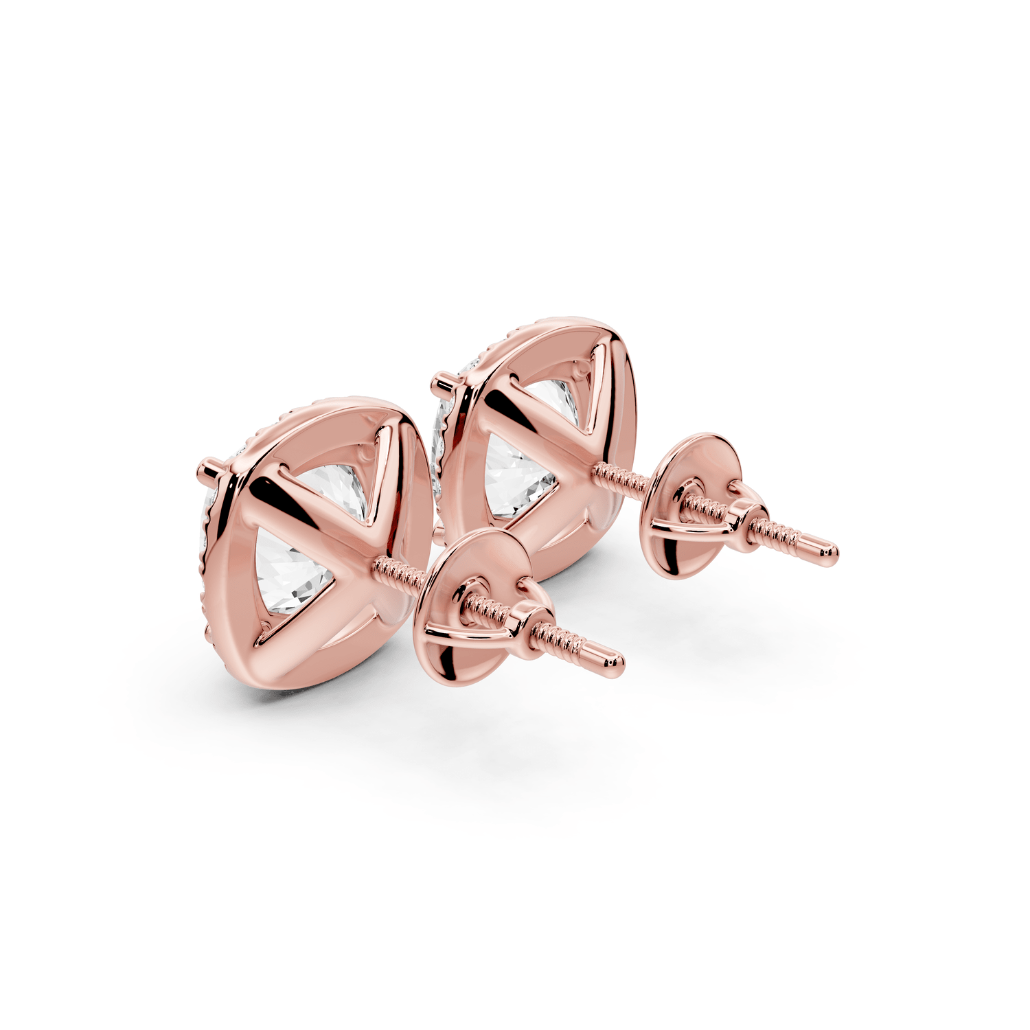 Solis - 5ct 14k rose gold Cushion - Cut Diamond Stud Earrings - Mr. Alex Jewelry
