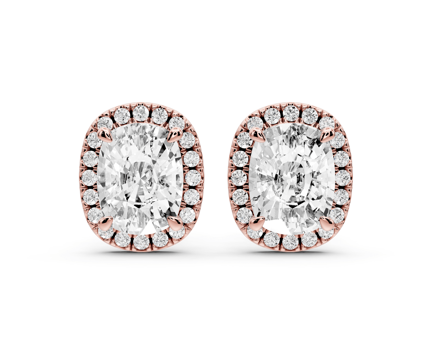 Solis - 5ct 14k rose gold Elgcushion - Cut Diamond Stud Earrings - Mr. Alex Jewelry