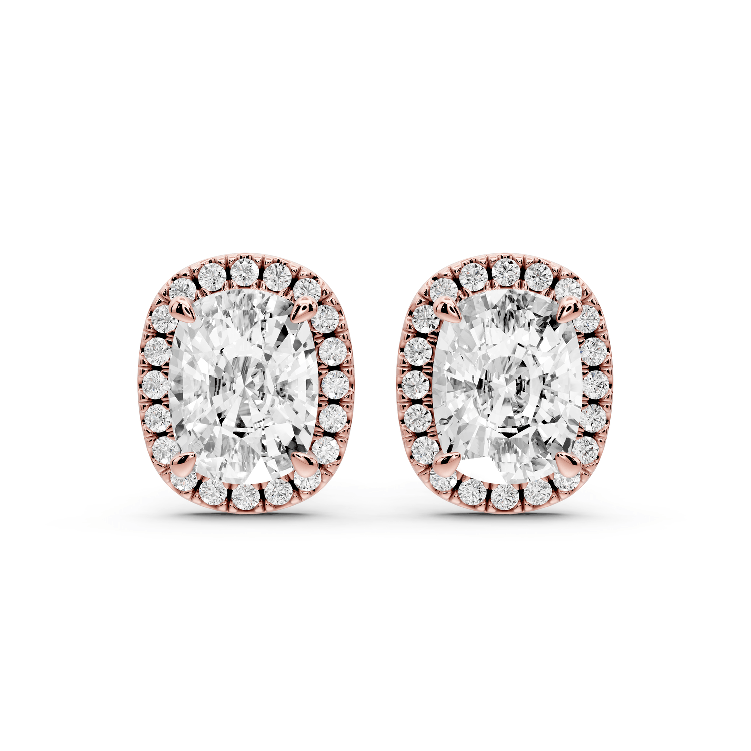 Solis - 5ct 14k rose gold Elgcushion - Cut Diamond Stud Earrings - Mr. Alex Jewelry