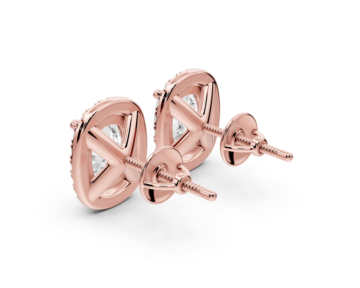 Solis - 5ct 14k rose gold Elgcushion - Cut Diamond Stud Earrings - Mr. Alex Jewelry