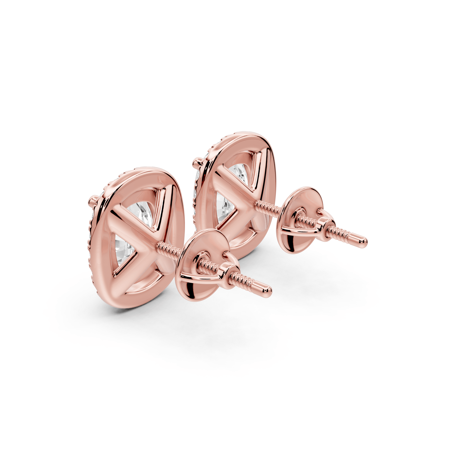 Solis - 5ct 14k rose gold Elgcushion - Cut Diamond Stud Earrings - Mr. Alex Jewelry