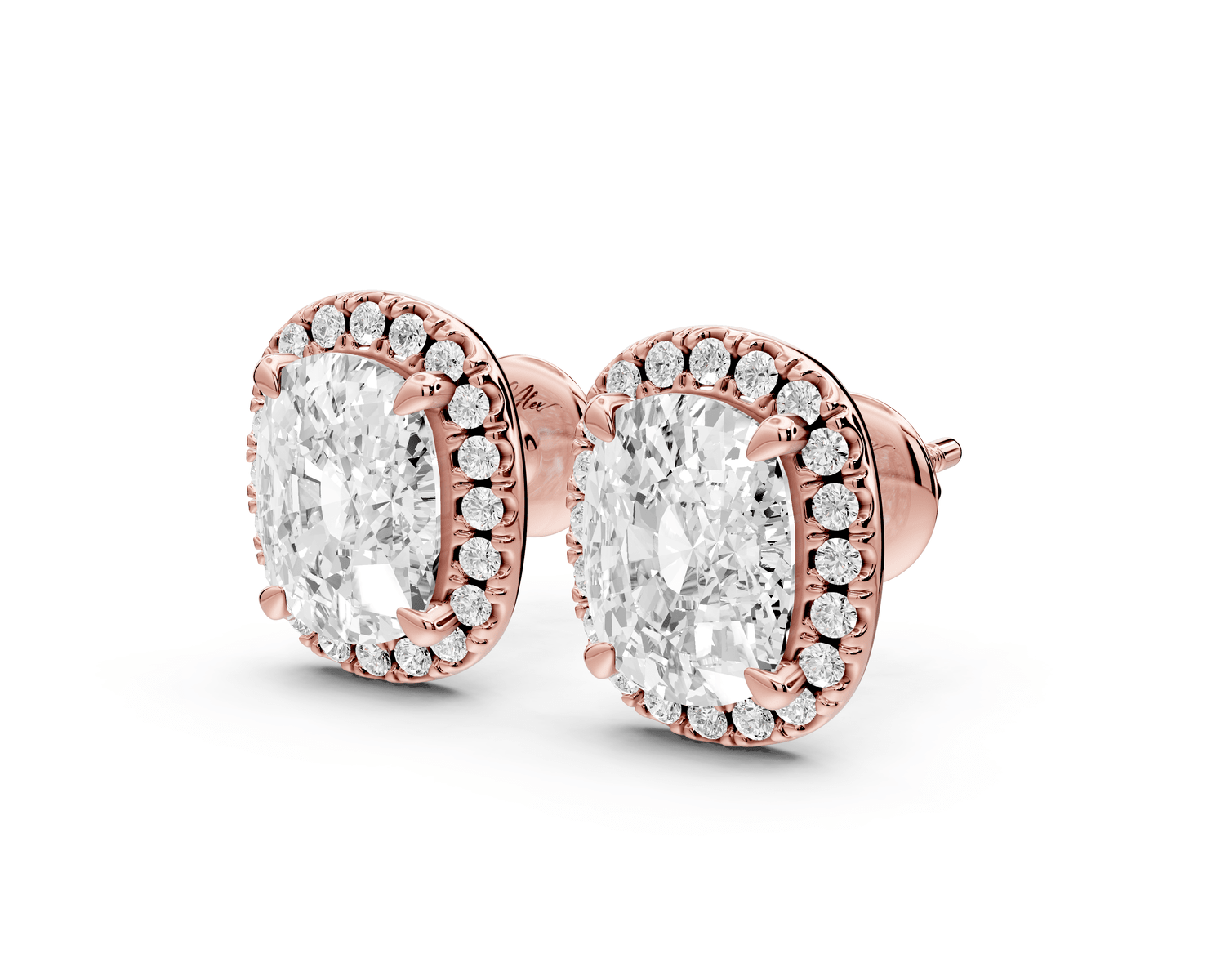 Solis - 5ct 14k rose gold Elgcushion - Cut Diamond Stud Earrings - Mr. Alex Jewelry
