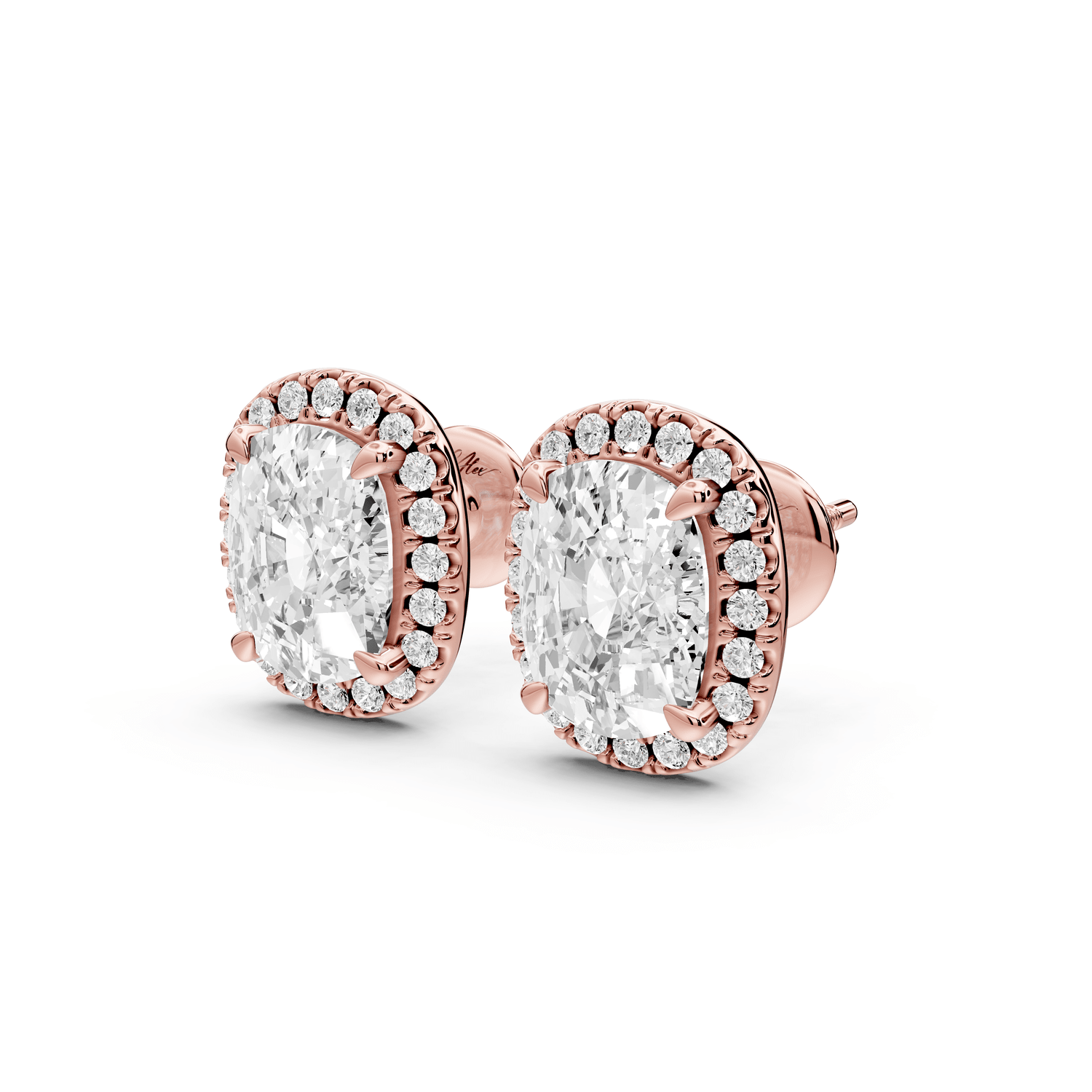 Solis - 5ct 14k rose gold Elgcushion - Cut Diamond Stud Earrings - Mr. Alex Jewelry