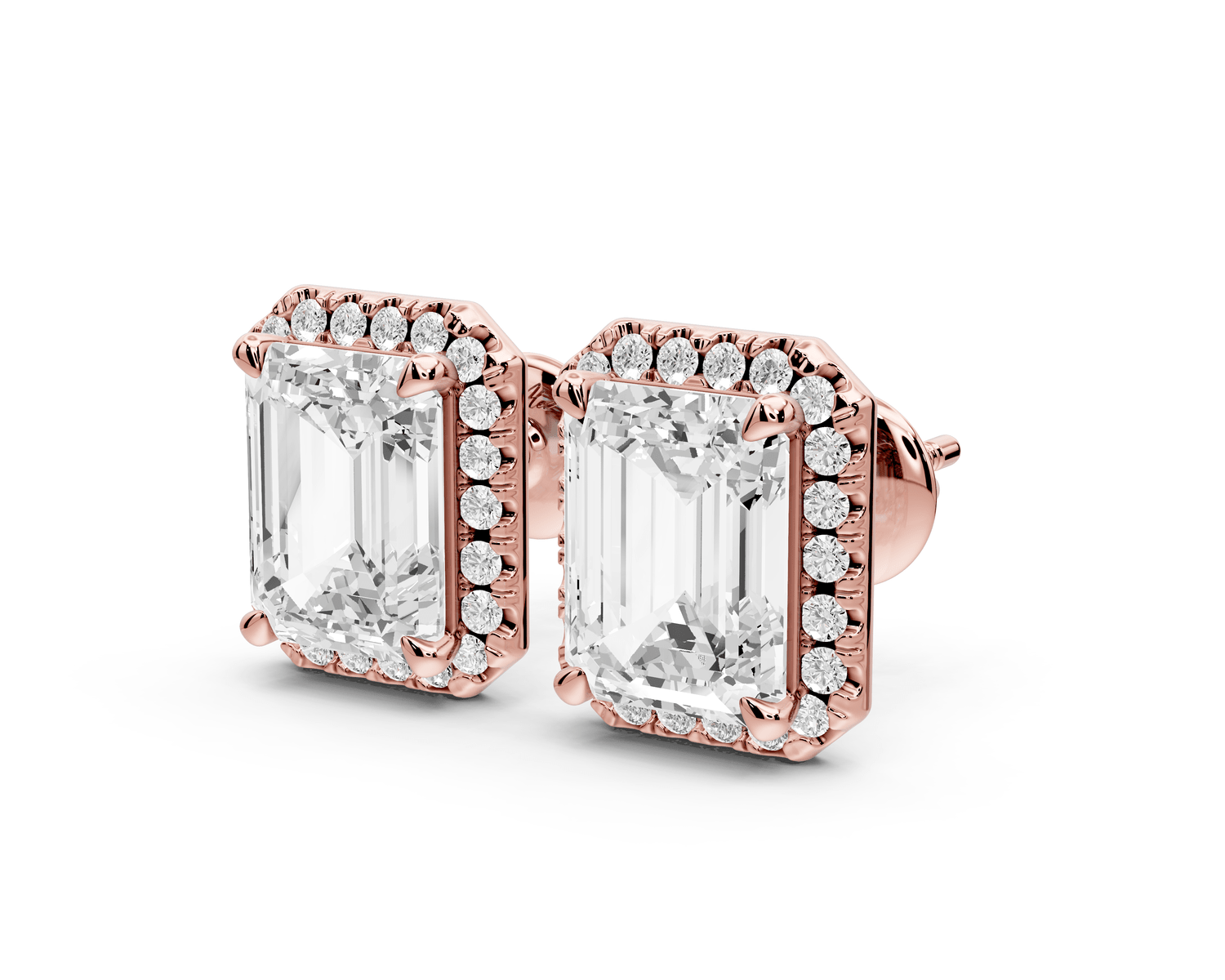 Solis - 5ct 14k rose gold Emerald - Cut Diamond Stud Earrings - Mr. Alex Jewelry