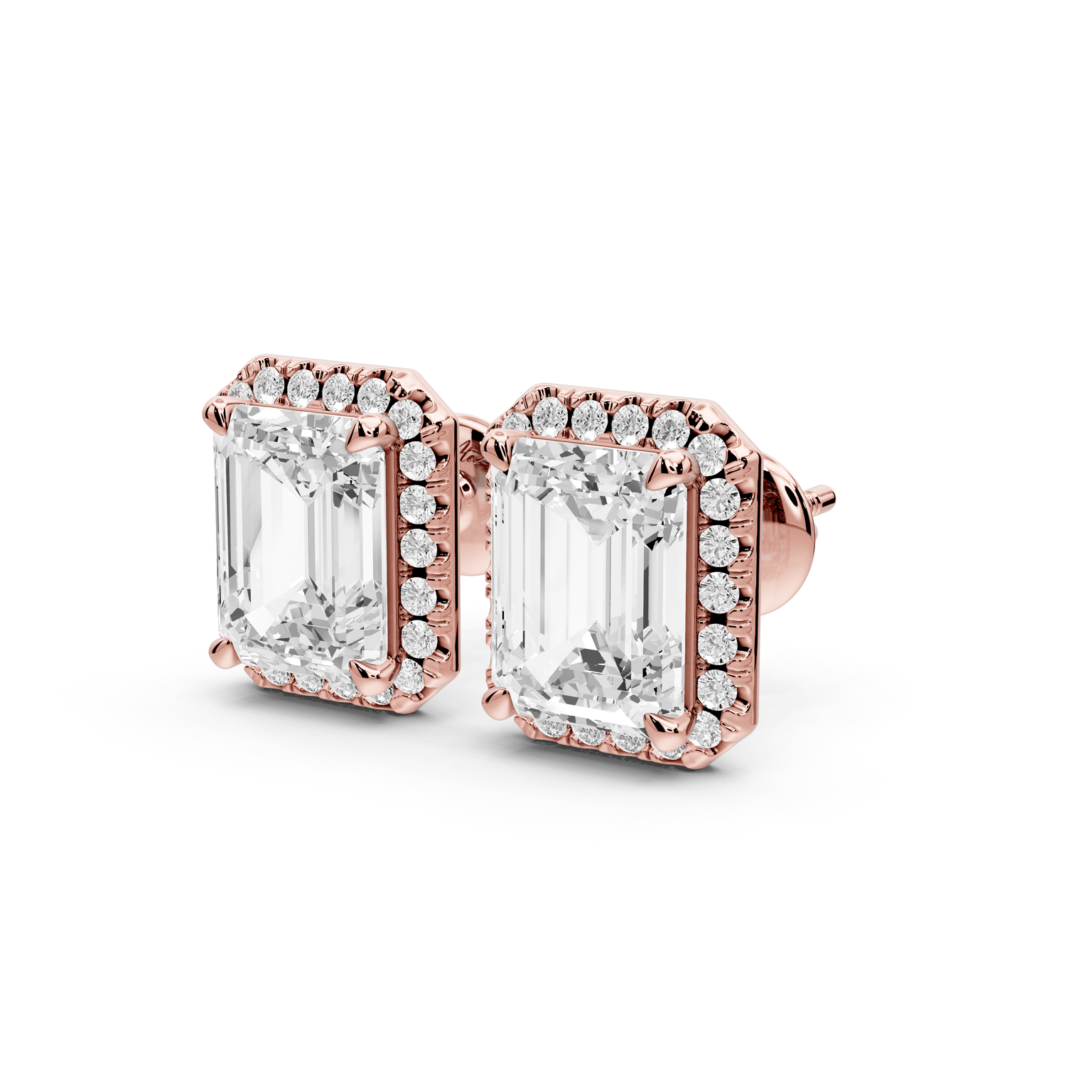 Solis - 5ct 14k rose gold Emerald - Cut Diamond Stud Earrings - Mr. Alex Jewelry