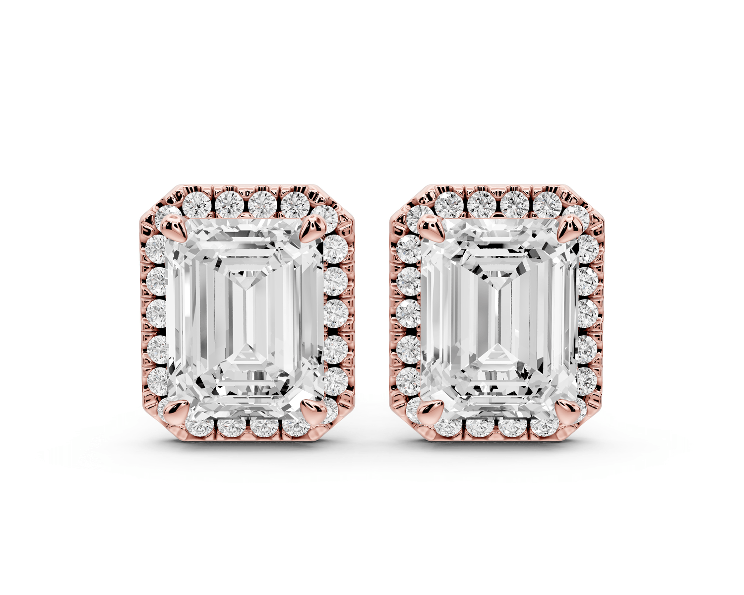 Solis - 5ct 14k rose gold Emerald - Cut Diamond Stud Earrings - Mr. Alex Jewelry