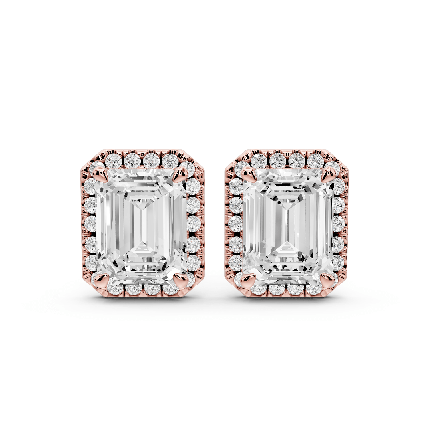 Solis - 5ct 14k rose gold Emerald - Cut Diamond Stud Earrings - Mr. Alex Jewelry