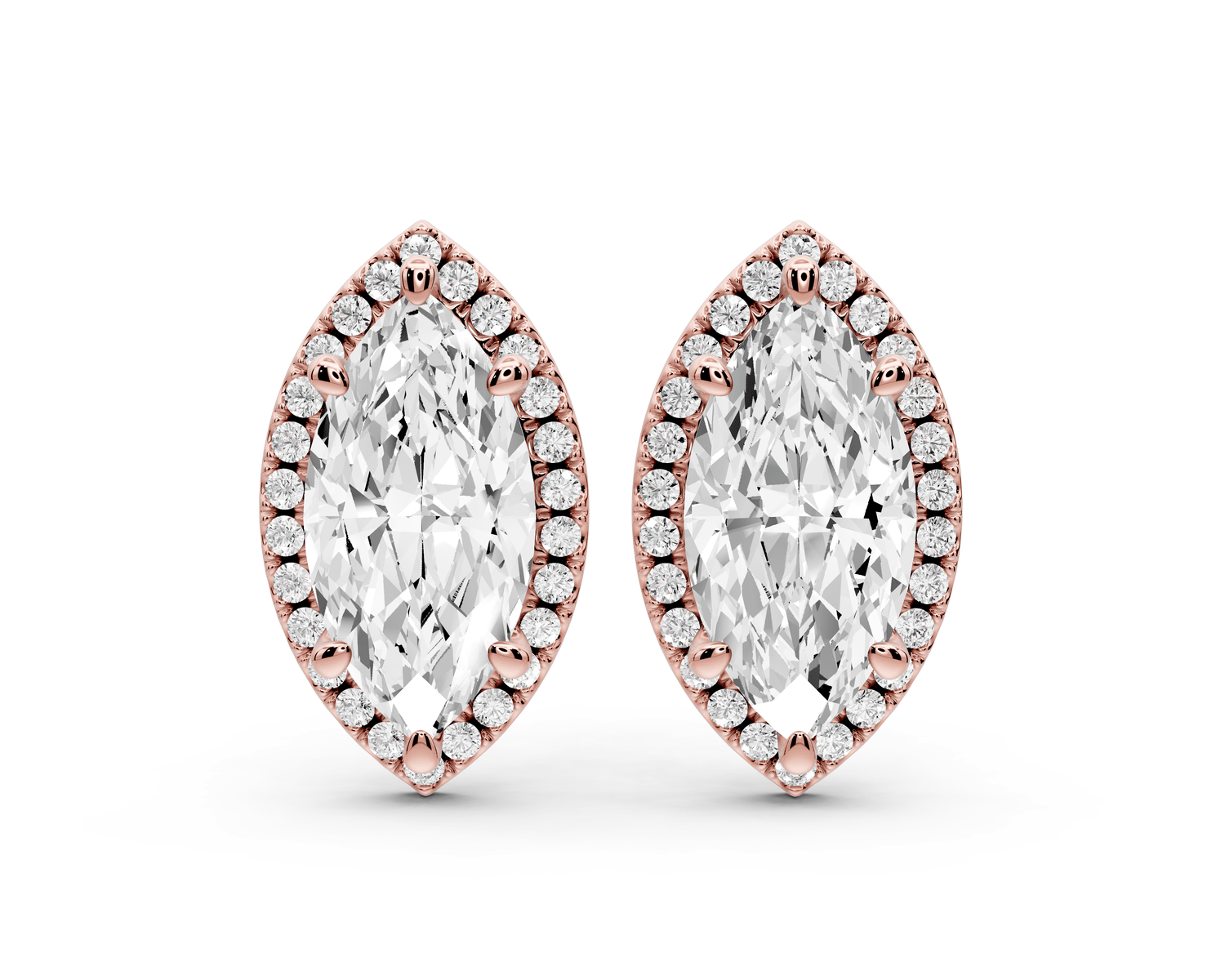 Solis - 5ct 14k rose gold Marquise - Cut Diamond Stud Earrings - Mr. Alex Jewelry