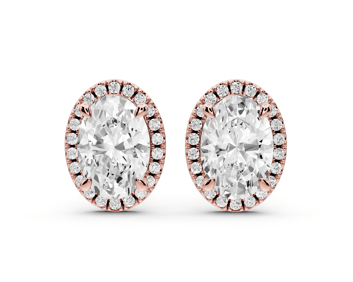 Solis - 5ct 14k rose gold Oval - Cut Diamond Stud Earrings - Mr. Alex Jewelry