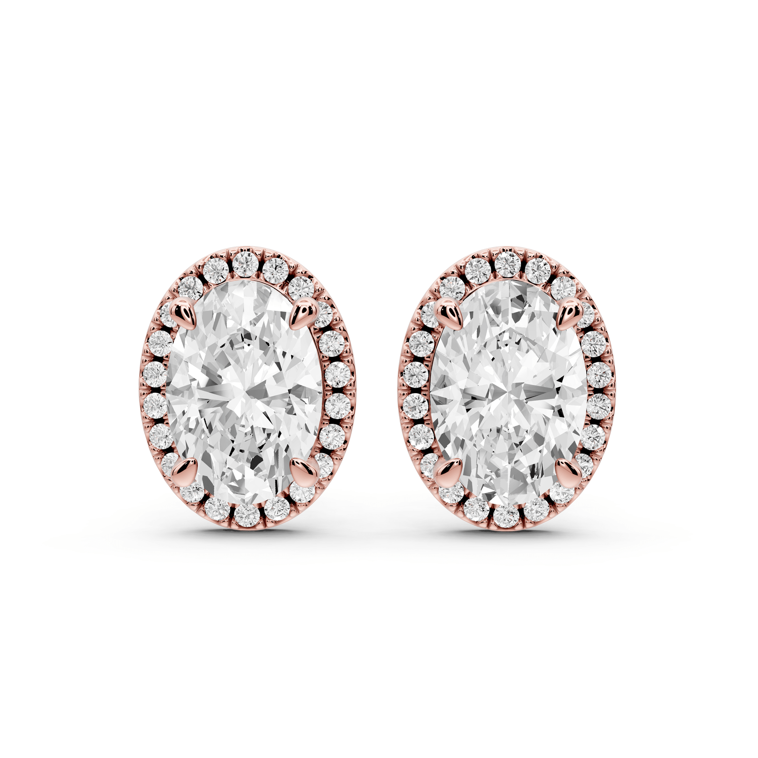 Solis - 5ct 14k rose gold Oval - Cut Diamond Stud Earrings - Mr. Alex Jewelry