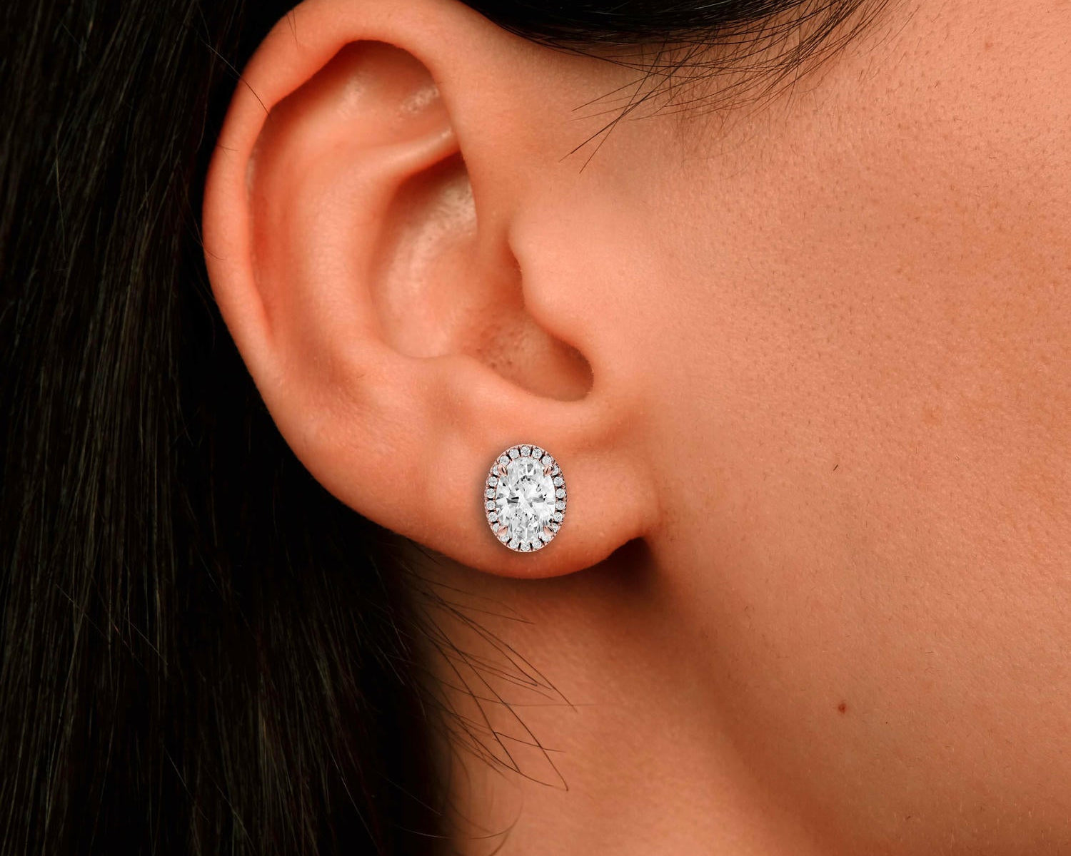 Solis - 5ct 14k rose gold Oval - Cut Diamond Stud Earrings - Mr. Alex Jewelry