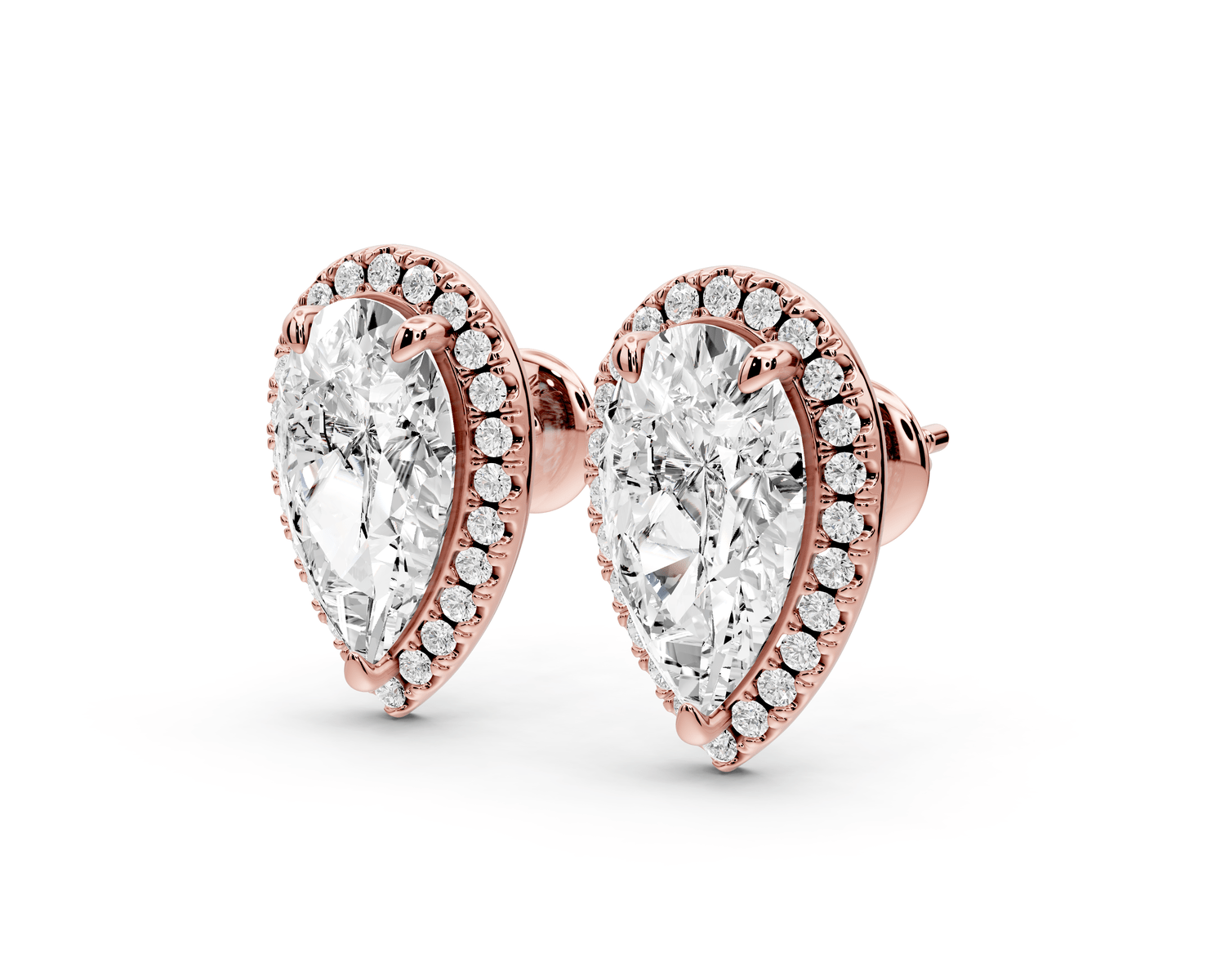 Solis - 5ct 14k rose gold Pear - Cut Diamond Stud Earrings - Mr. Alex Jewelry