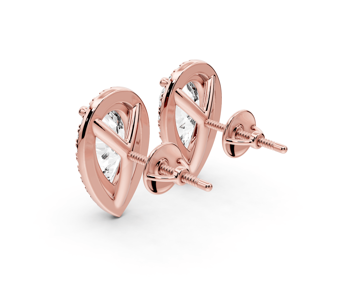 Solis - 5ct 14k rose gold Pear - Cut Diamond Stud Earrings - Mr. Alex Jewelry
