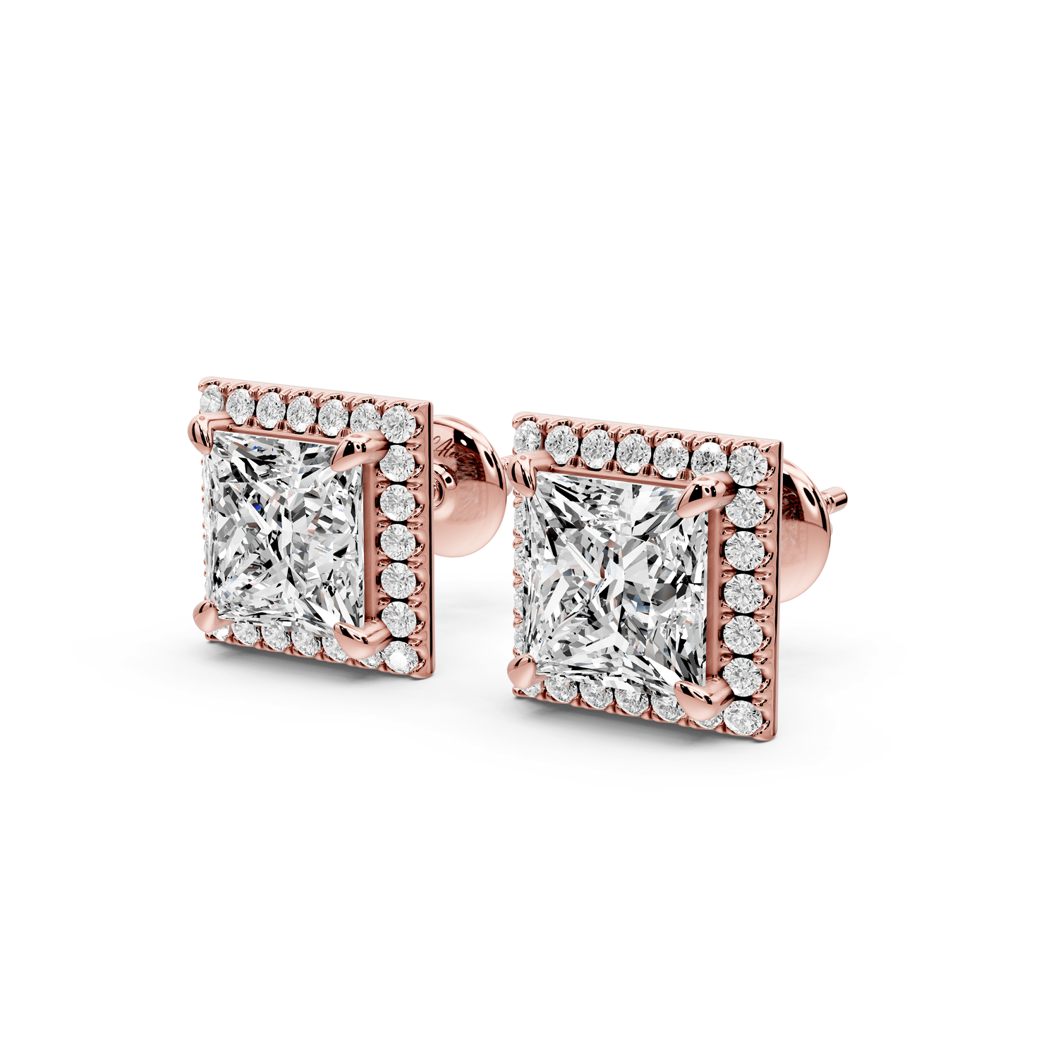 Solis - 5ct 14k rose gold Princess - Cut Diamond Stud Earrings - Mr. Alex Jewelry