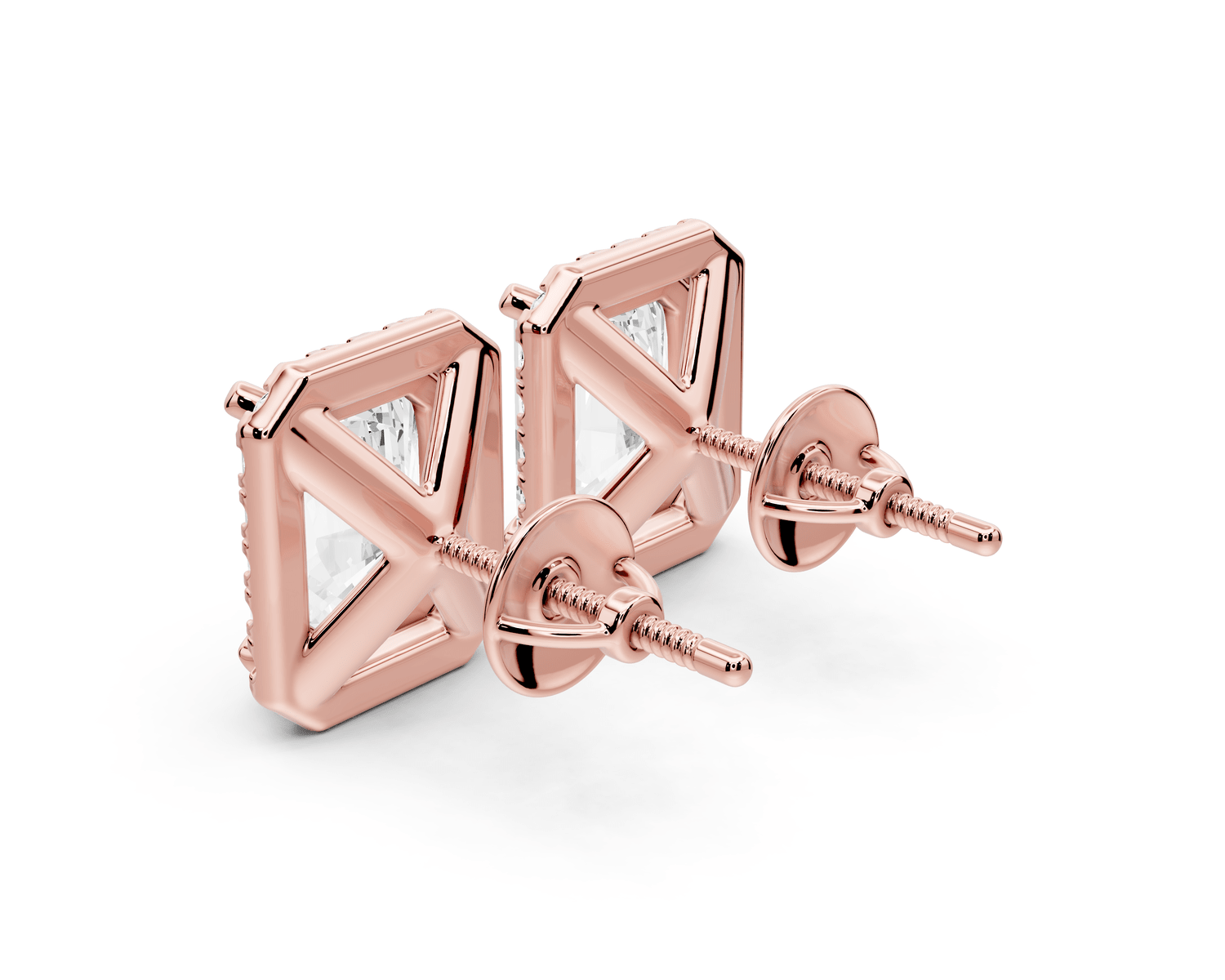 Solis - 5ct 14k rose gold Radiant - Cut Diamond Stud Earrings - Mr. Alex Jewelry
