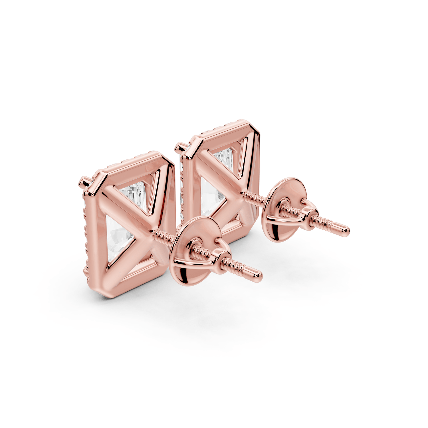 Solis - 5ct 14k rose gold Radiant - Cut Diamond Stud Earrings - Mr. Alex Jewelry