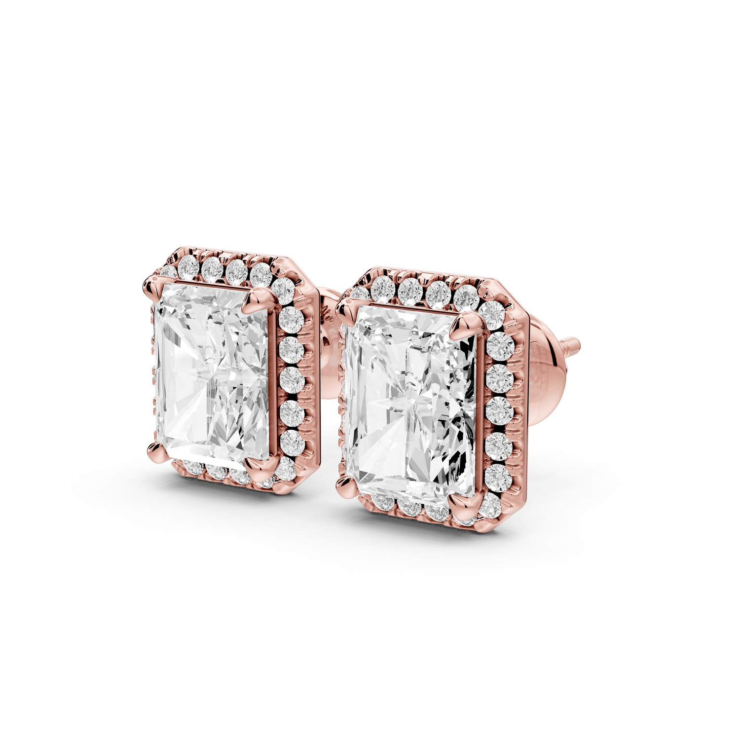 Solis - 5ct 14k rose gold Radiant - Cut Diamond Stud Earrings - Mr. Alex Jewelry