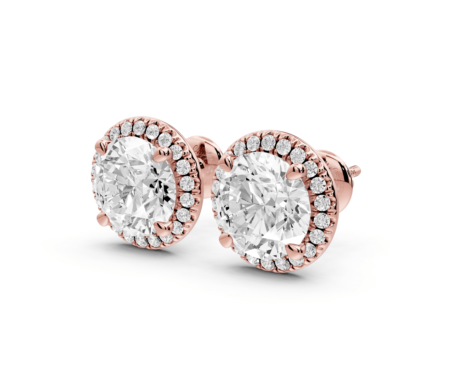 Solis - 5ct 14k rose gold Round - Cut Diamond Stud Earrings - Mr. Alex Jewelry