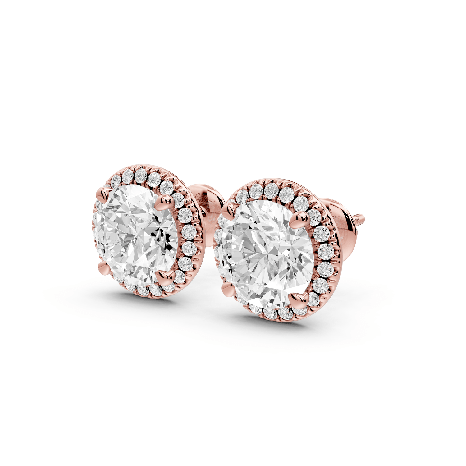 Solis - 5ct 14k rose gold Round - Cut Diamond Stud Earrings - Mr. Alex Jewelry