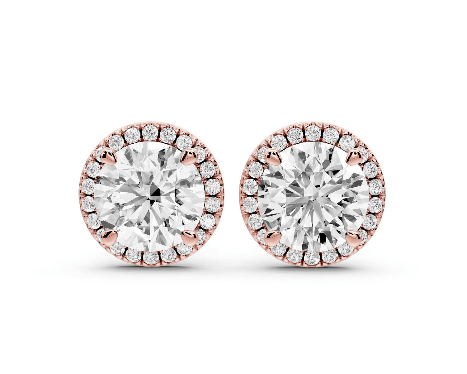 Solis - 5ct 14k rose gold Round - Cut Diamond Stud Earrings - Mr. Alex Jewelry