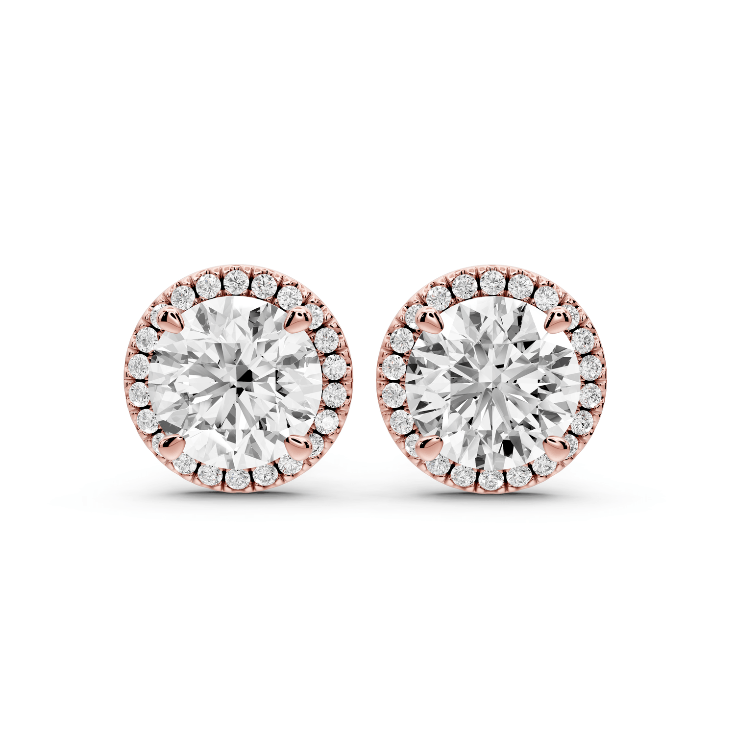 Solis - 5ct 14k rose gold Round - Cut Diamond Stud Earrings - Mr. Alex Jewelry
