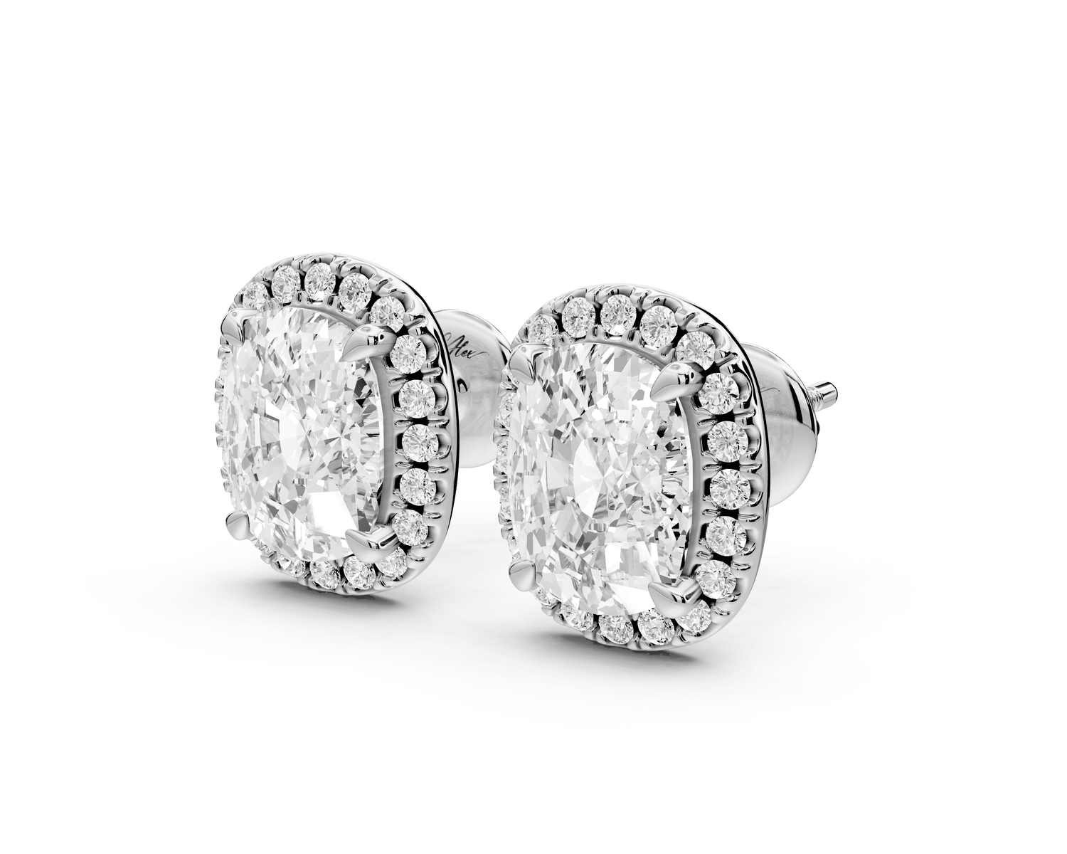 Solis - 5ct 14k white gold Elgcushion - Cut Diamond Stud Earrings - Mr. Alex Jewelry