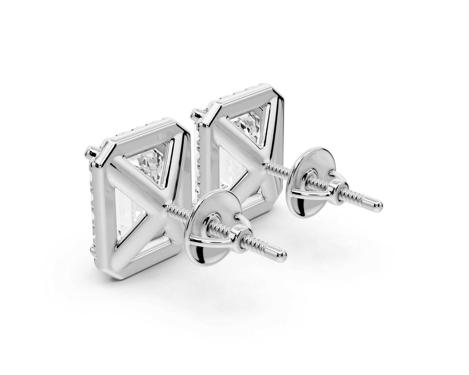 Solis - 5ct 14k white gold Emerald - Cut Diamond Stud Earrings - Mr. Alex Jewelry