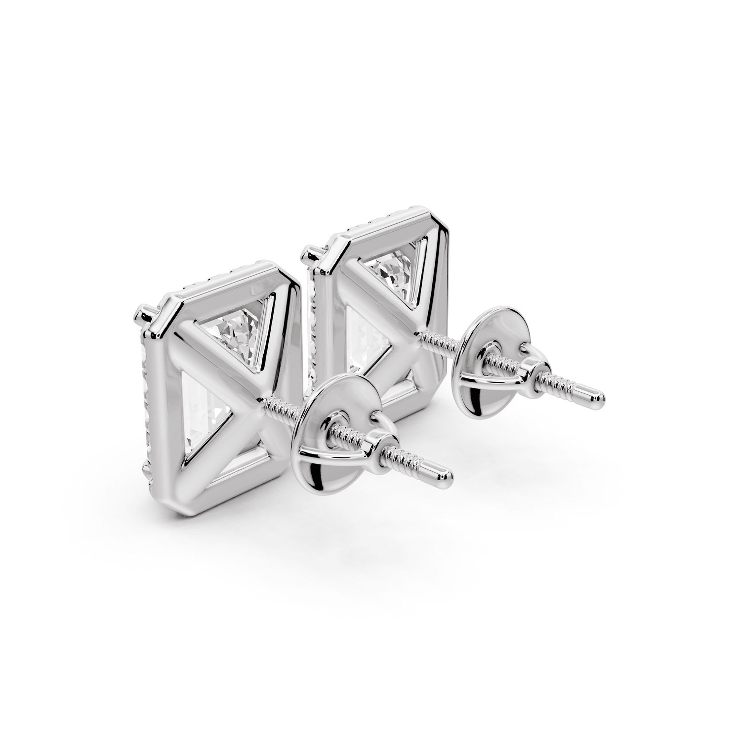 Solis - 5ct 14k white gold Emerald - Cut Diamond Stud Earrings - Mr. Alex Jewelry