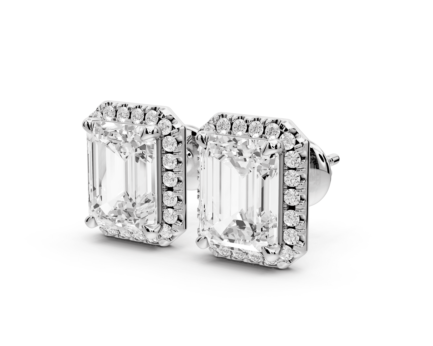 Solis - 5ct 14k white gold Emerald - Cut Diamond Stud Earrings - Mr. Alex Jewelry
